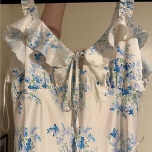 American Threads Cream Dress with Blue Floral Design NWT
